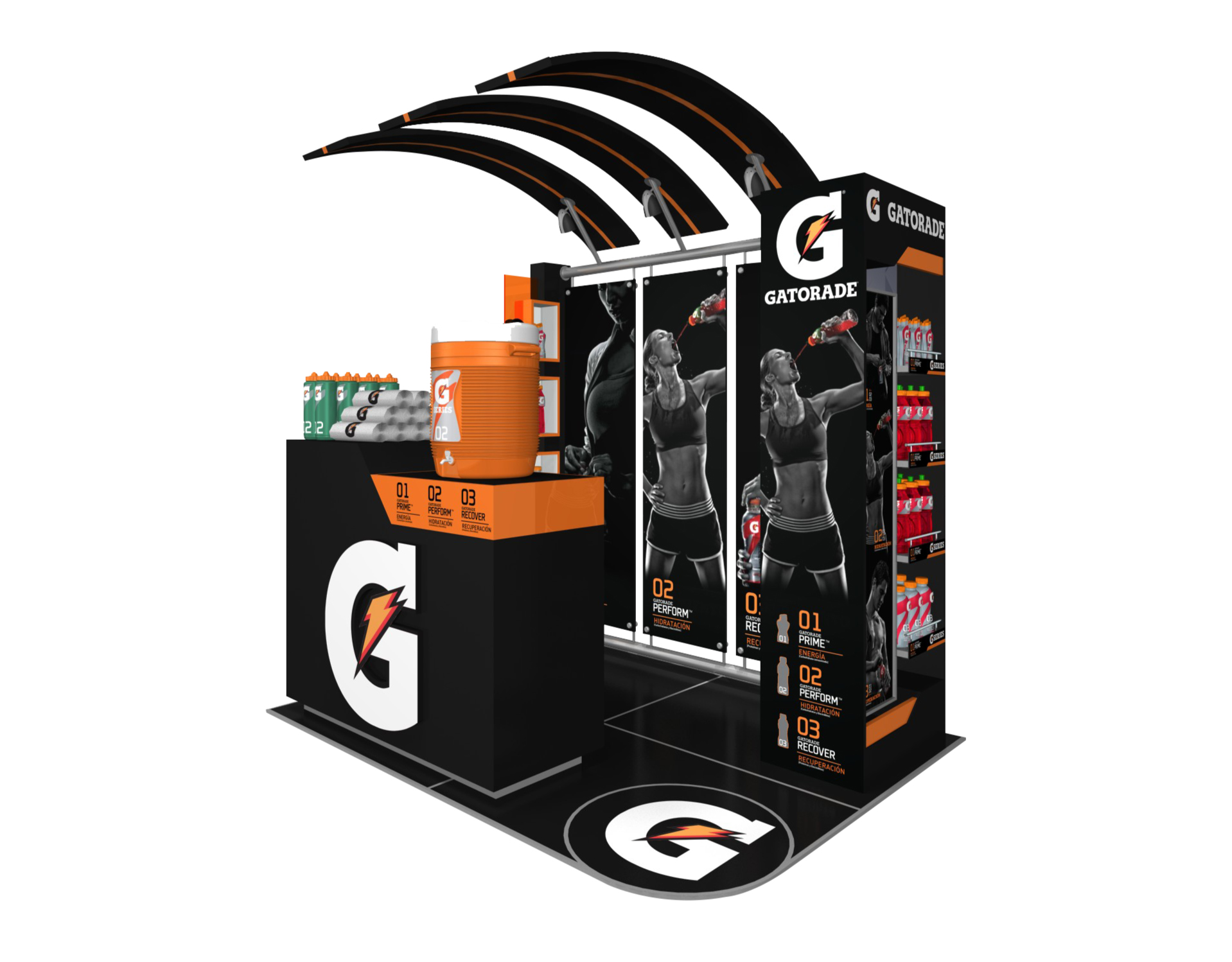 Diseño de material pop Gatorade. Diseño punto de venta