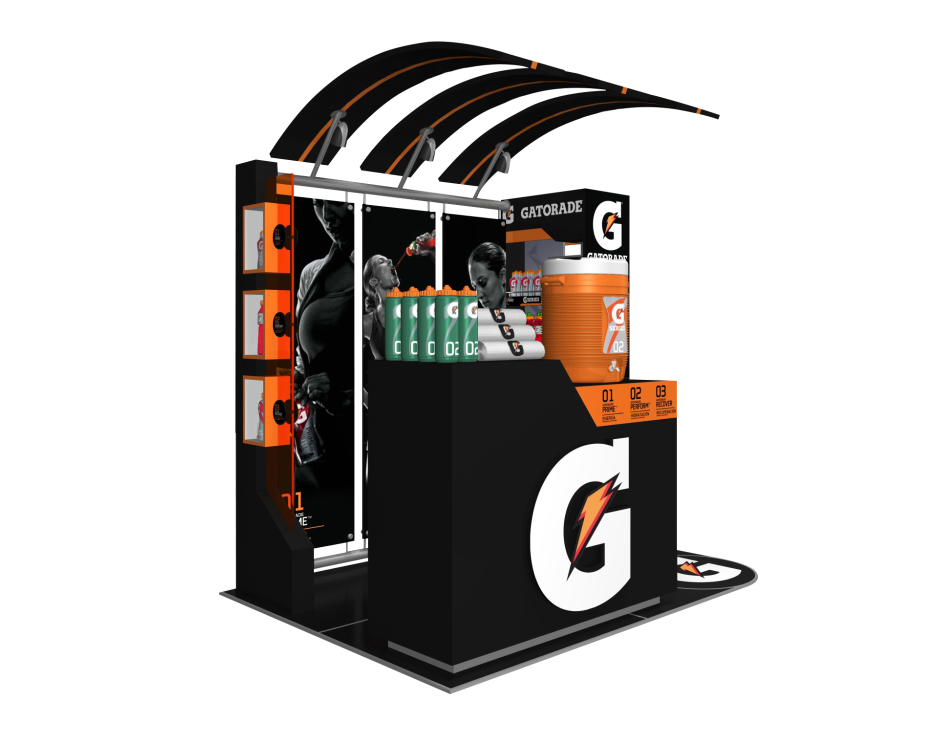 Diseño de material pop Gatorade. Diseño punto de venta