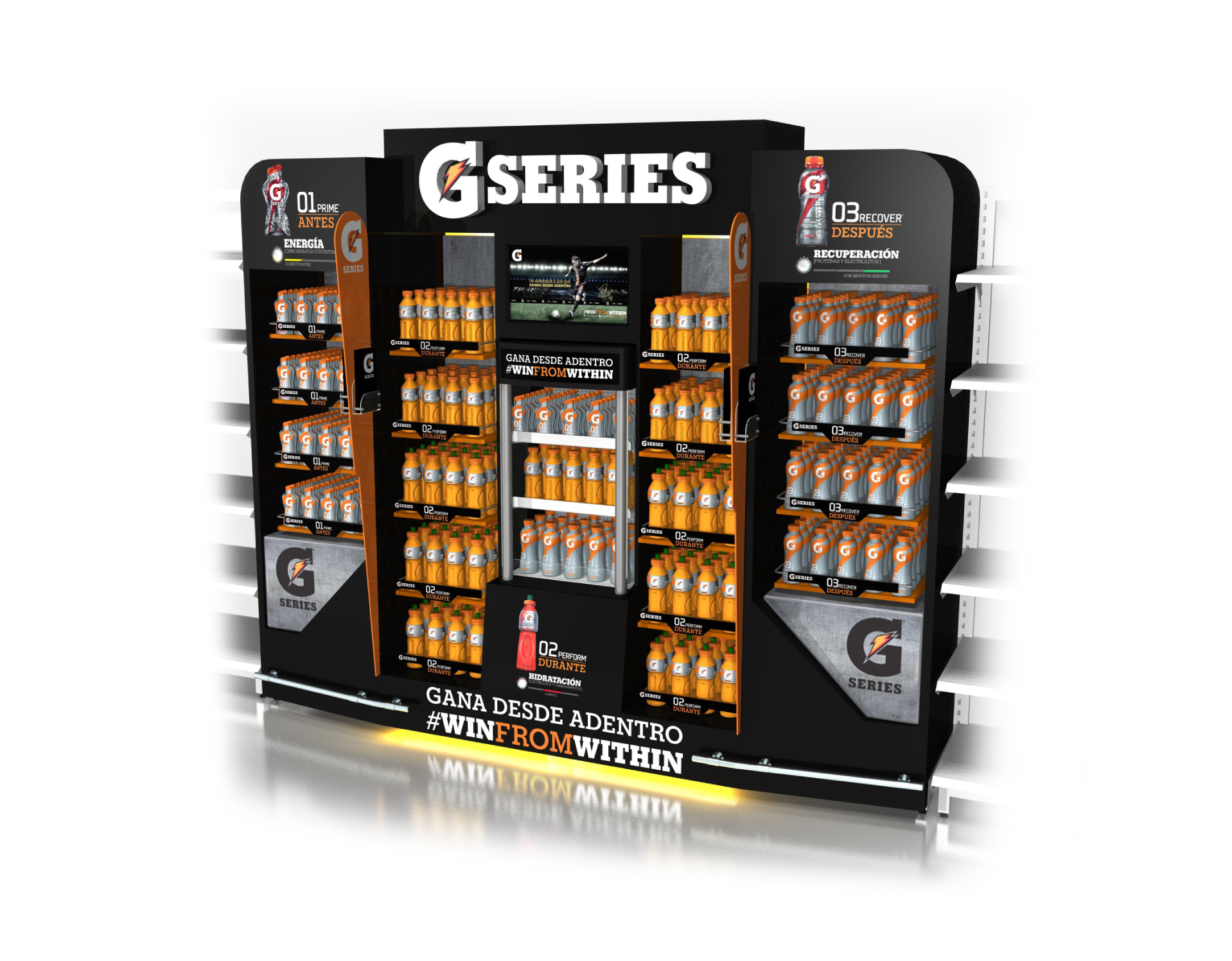 Diseño de material pop Gatorade. Diseño punto de venta
