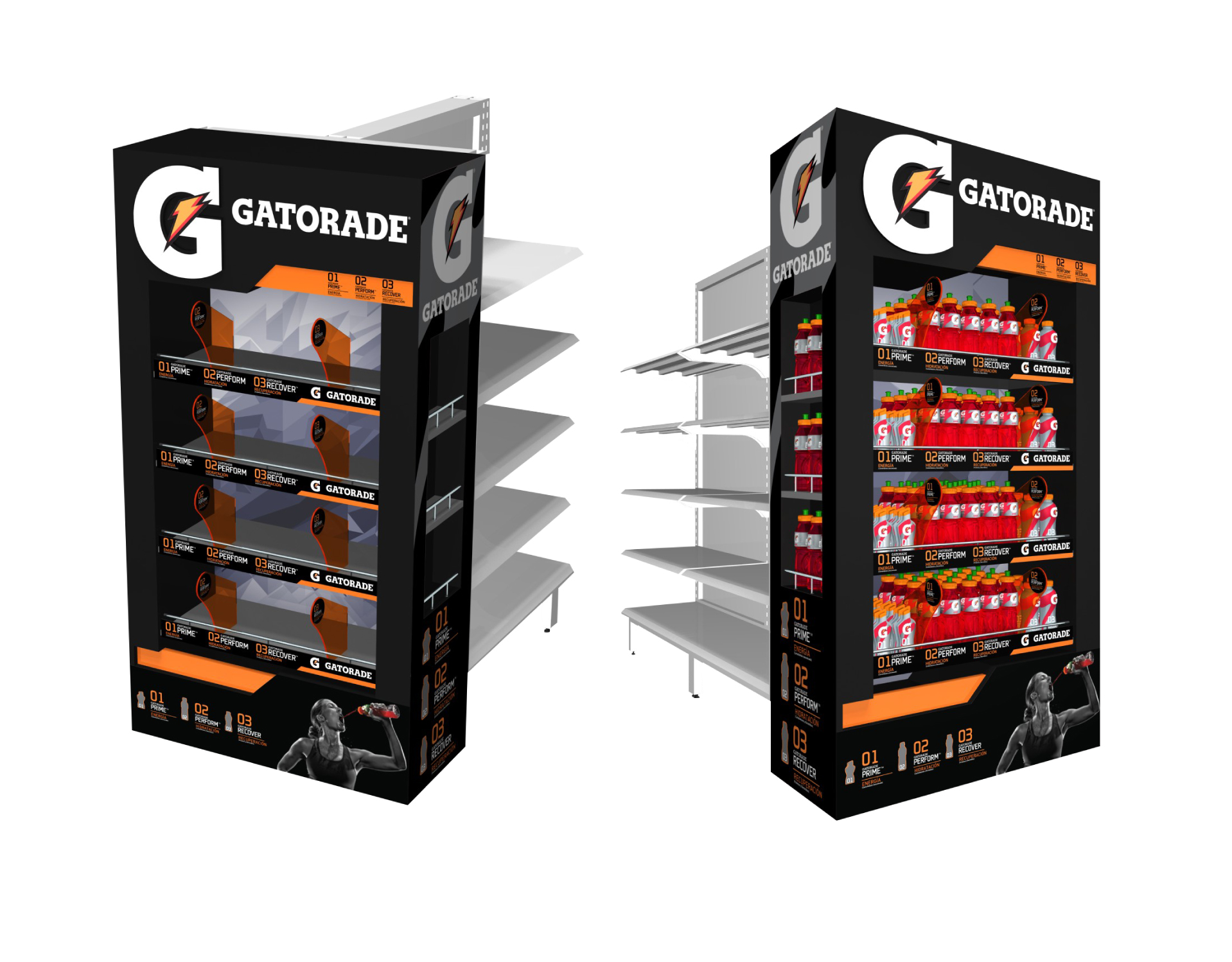 Diseño de material pop Gatorade. Diseño punto de venta